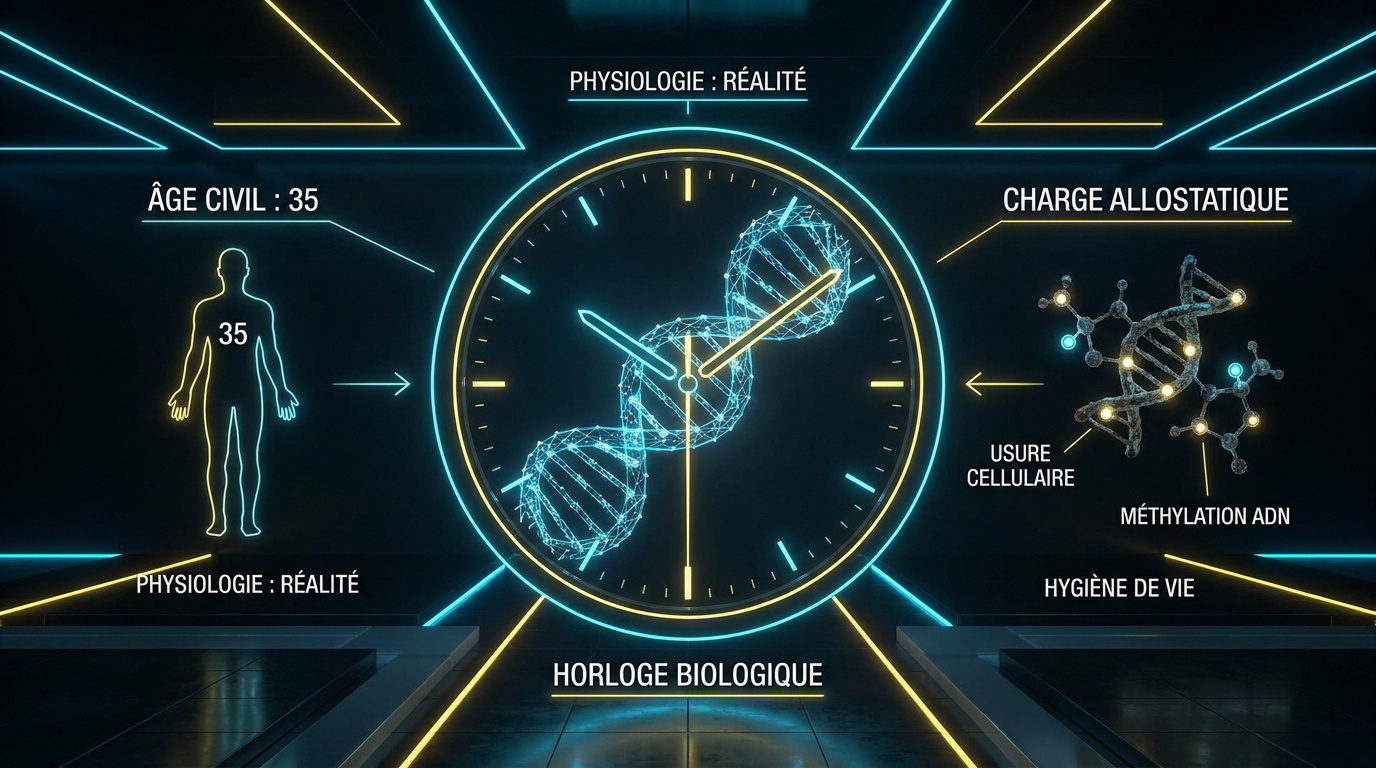 Comparaison entre l'âge chronologique et l'âge biologique cellulaire