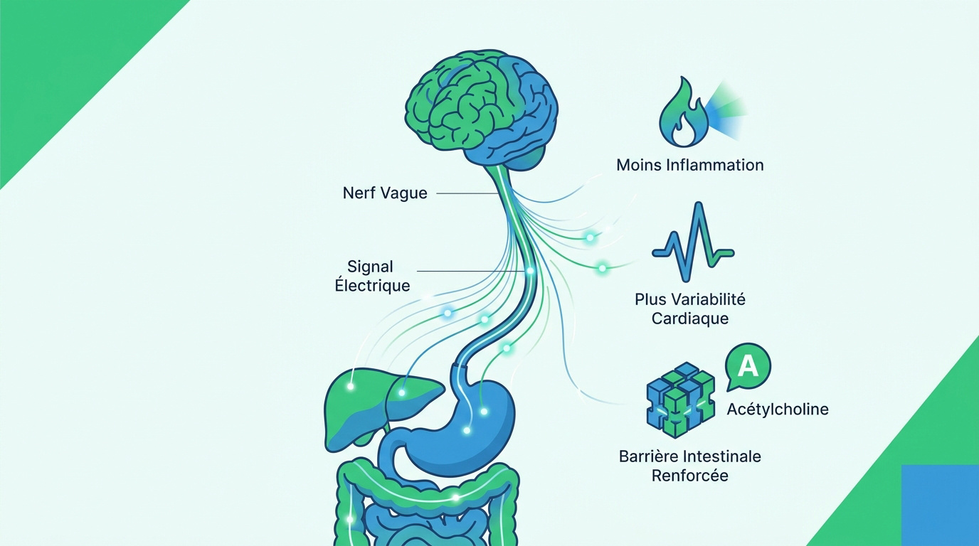 Schéma anatomique du trajet du nerf vague et ses interactions avec les organes digestifs