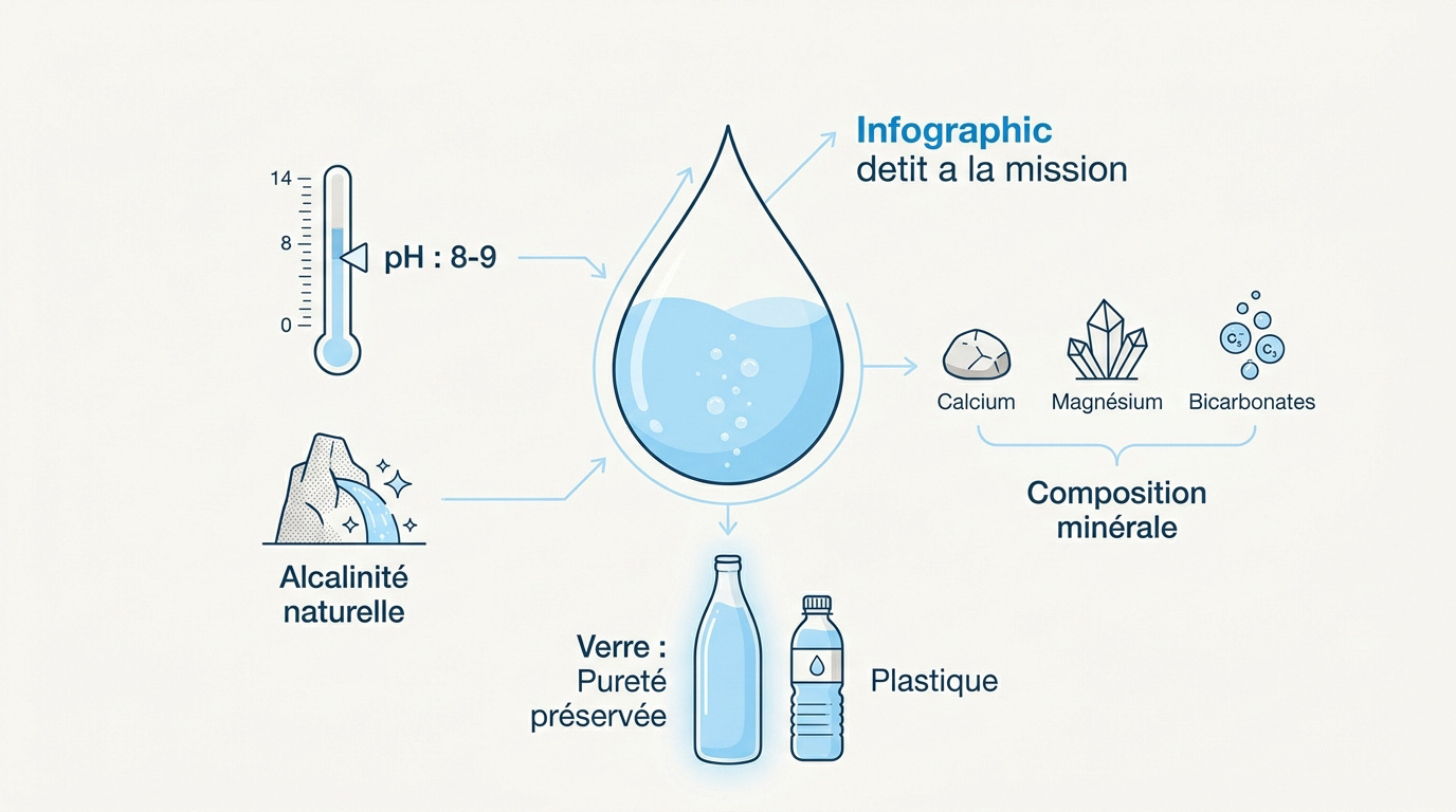Infographie sur la composition de l'eau alcaline