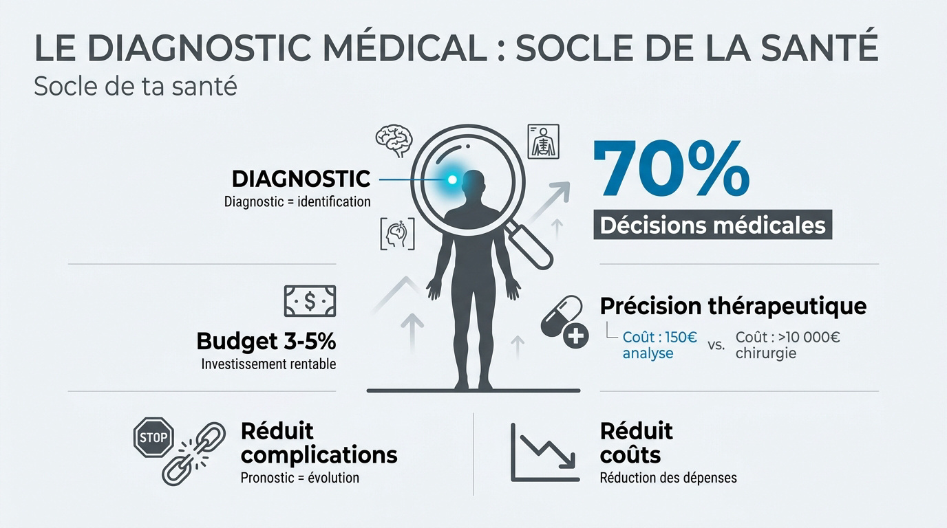 Professionnel de santé analysant des données biologiques pour un diagnostic de précision