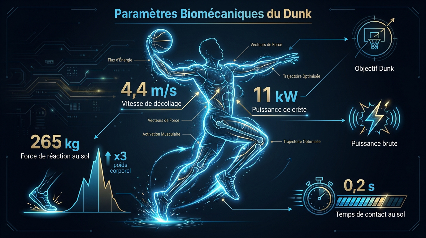 Analyse biomecanique du saut vertical et de la puissance de decollage pour le dunk