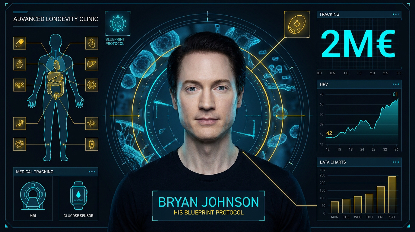 Bryan Johnson pratiquant son protocole Blueprint pour la longévité