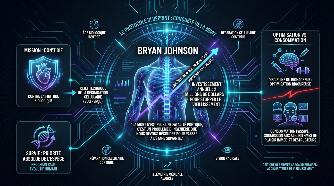 Bryan Johnson optimisant sa longévité biologique