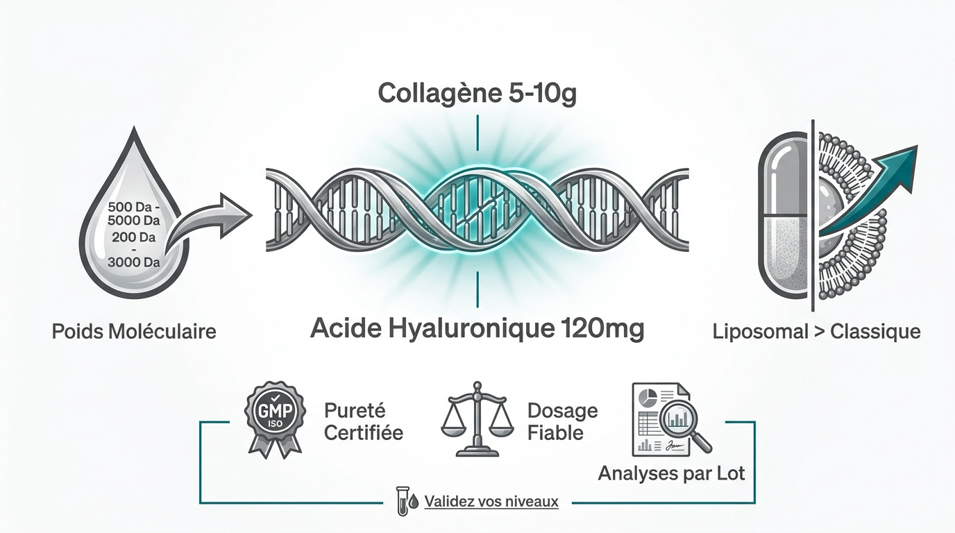 Représentation scientifique de la régénération cellulaire et des molécules anti-âge de haute pureté