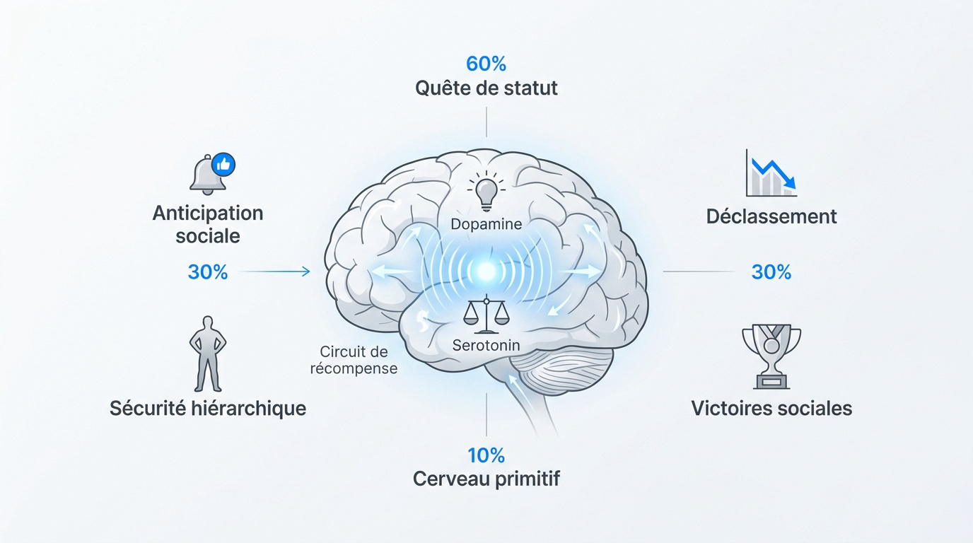 Représentation neurologique du cerveau primitif et des circuits de la quête de statut social